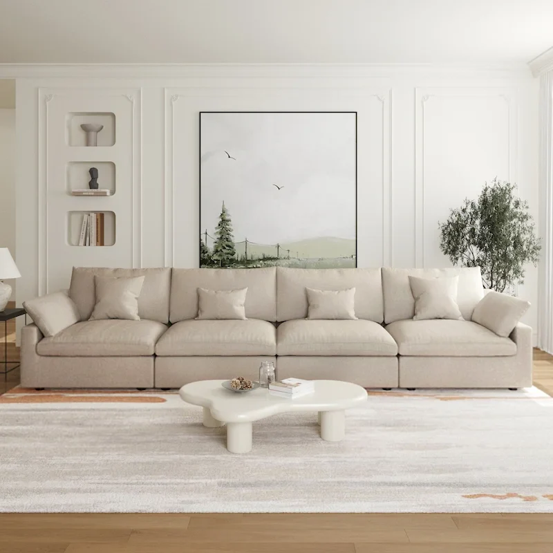 Modular Cloud Sectional Couches, Down Filled Comfort Minimalist Deep Sofa Couches for Office Apartment