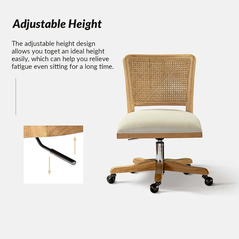 Calcutta Modern Rattan Back Task Chair with Solid Wood Legs by HULALA HOME