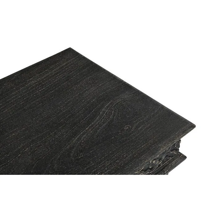 HomeRoots 24 Black Distressed Solid Wood End Table - 24