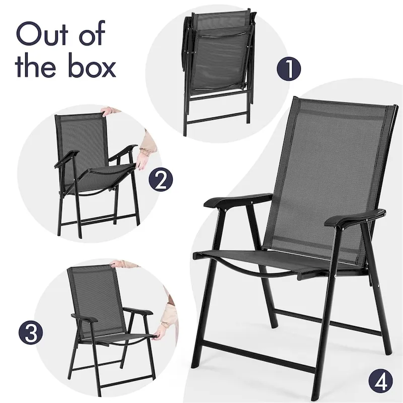 Yaheetech 4pcs Folding Dining Chairs Patio Dining Chairs with Backrest and Armrests