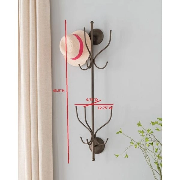 Pewter 12-hook Wall-mounted Hat and Coat Rack