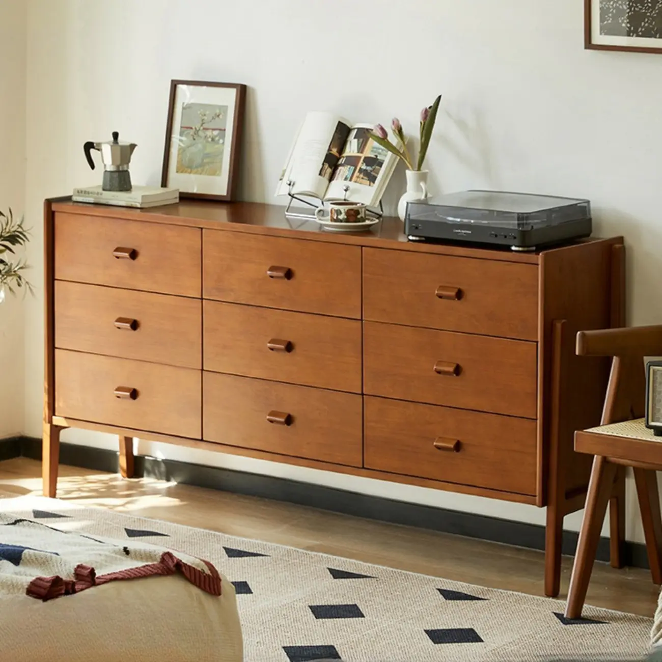 Traditional Brown Wooden Dresser with Self-Close Drawers