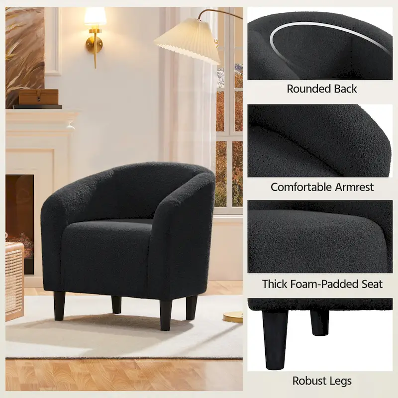 Yaheetech Club Chair Accent Barrel Chair Upholstered Arm Chair