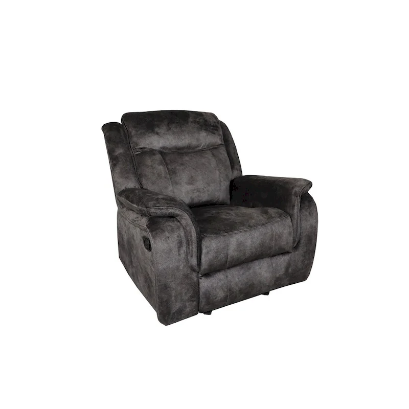 Harbor 39 Inch Manual Recliner Chair, Pocket Coils, Gray Faux Suede Velvet