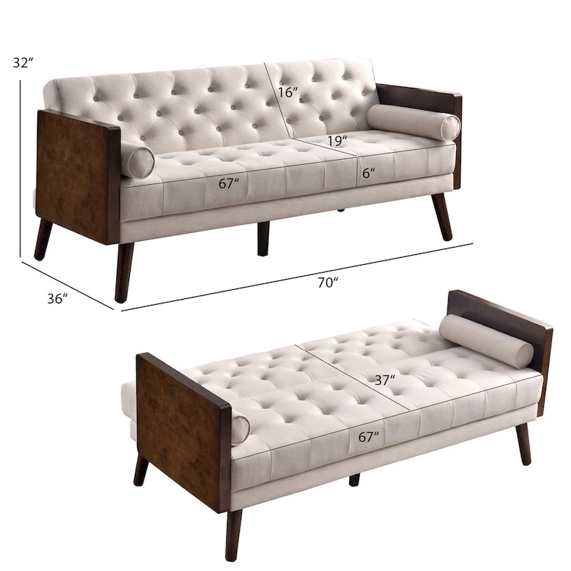 Mid Century Modern Living Room Adjustable Folding Sofa Bed