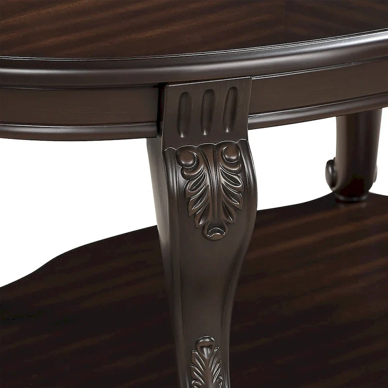 22 Inch Round End Table with Shelf