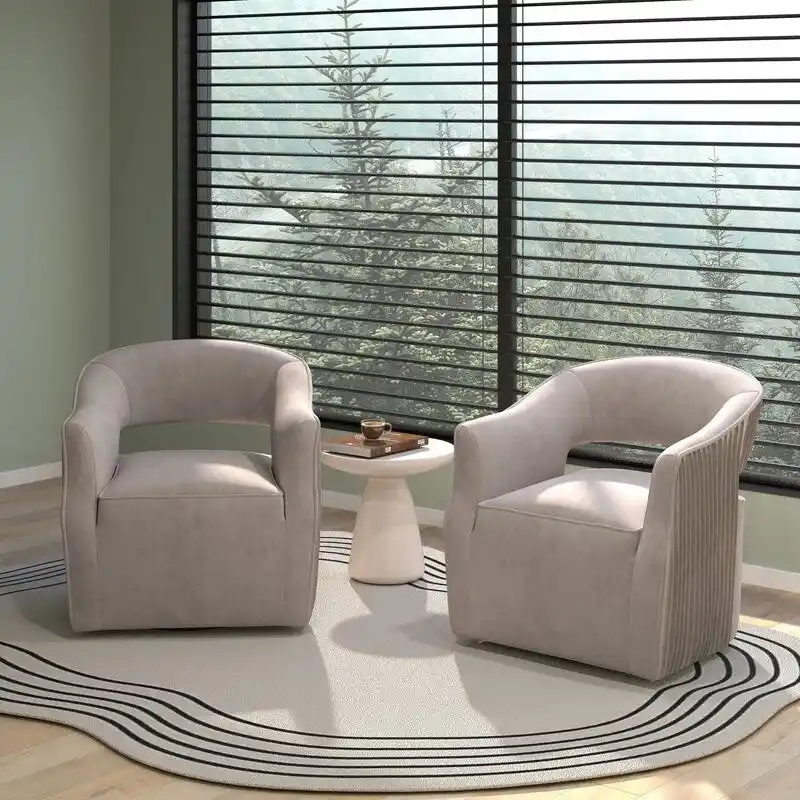 SEYNAR Modern Glam Velvet 360 Degree Swivel Open-Back Accent Armchair Set of 2