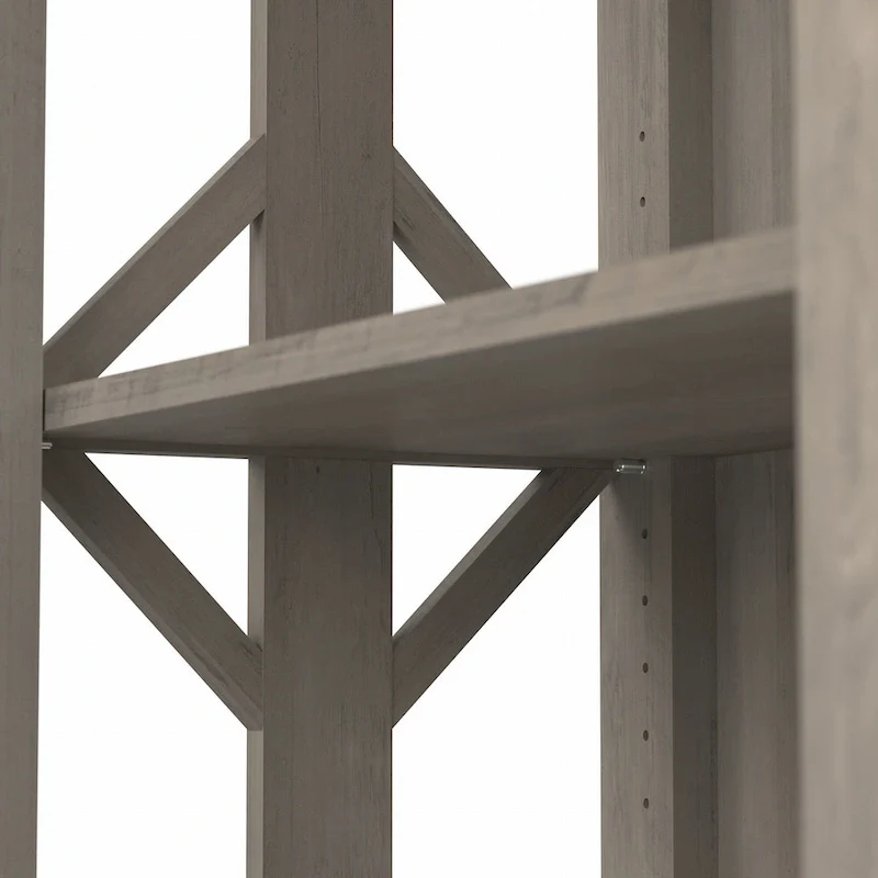 4-Shelf Bookcase in Linen White Oak / Driftwood Gray – 2 Adjustable Shelves