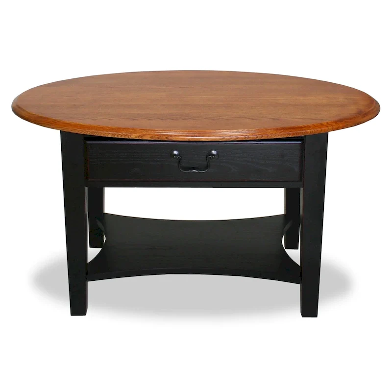 Leick Home One Drawer Oval Coffee Table with Shelf