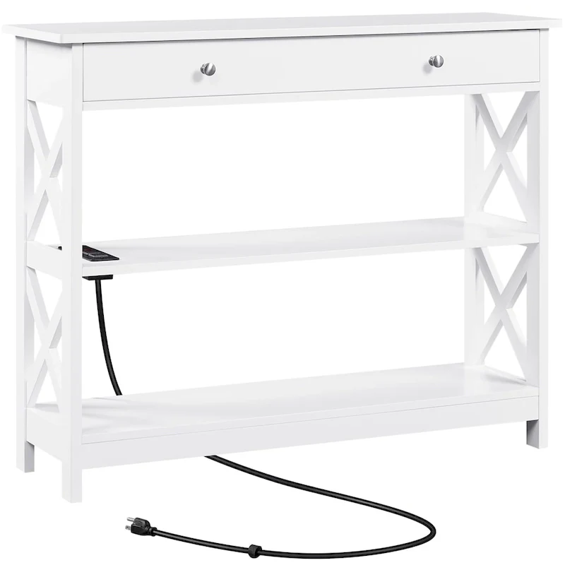 Yaheetech Wooden Console Table with Power Outlet Entryway Table
