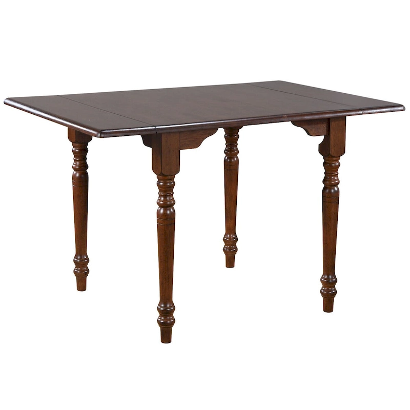 Andrews 3-Piece Solid Wood Top Distressed Chestnut Brown Dining Table Set with Expandable Drop Leaf and Napoleon Chairs