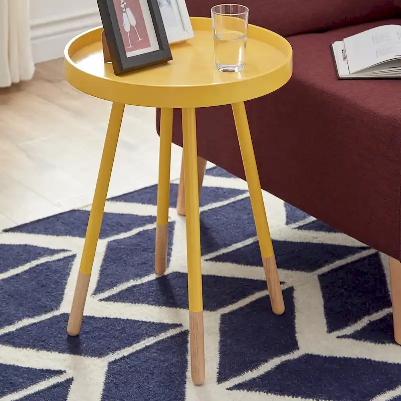 Marcella Paint-Dipped Round Tray-Top Side Table by iNSPIRE Q Modern