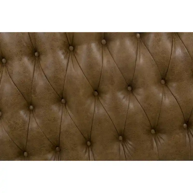 HomePop Draper Light Brown Button-tufted Ottoman