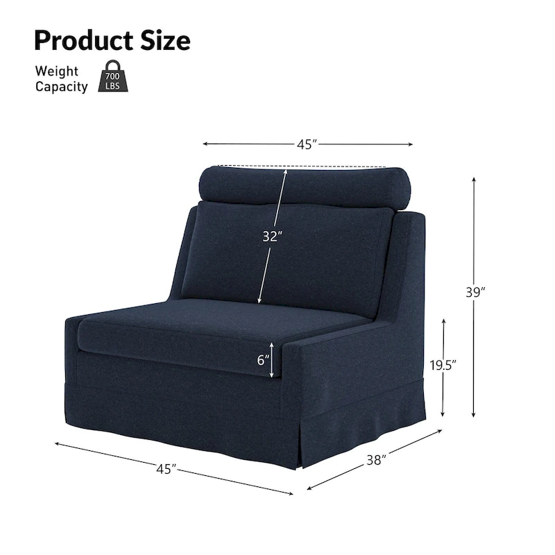 Anne 45 W Modern Slipcovered Chair with Ottoman by HULALA HOME