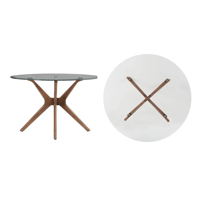 Sylvestria Mid-Century Walnut Finish Round Dining Table