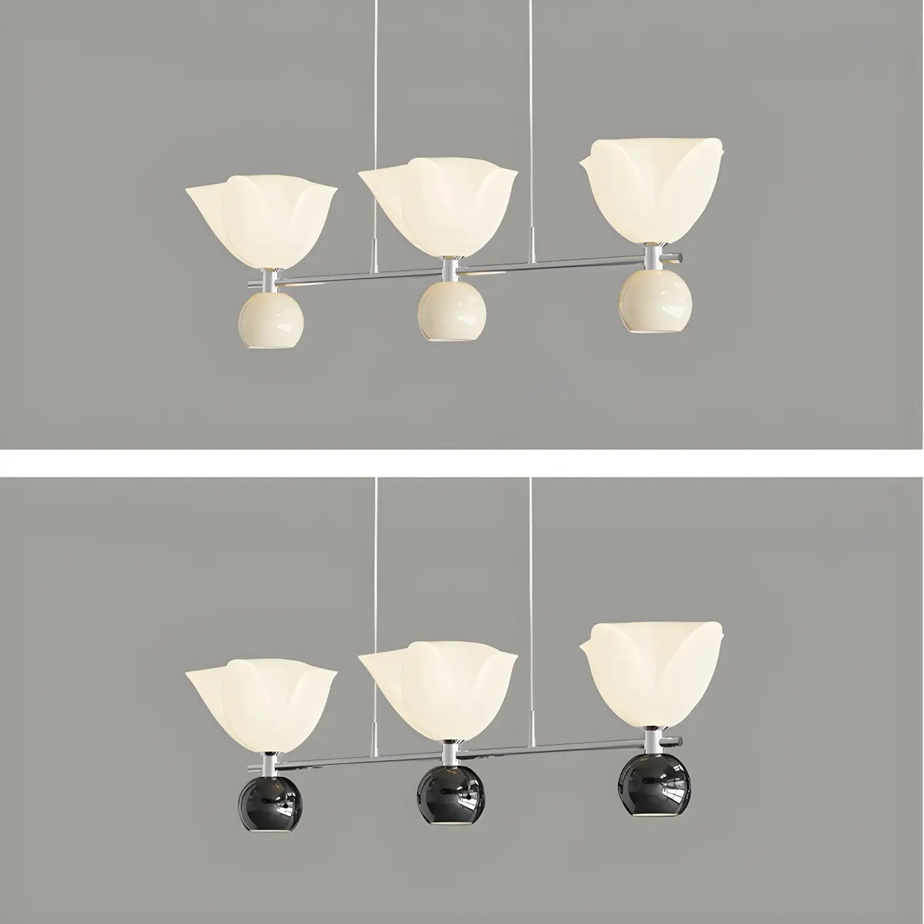 3-Light Modern Chrome Plastic Island Pendant Light