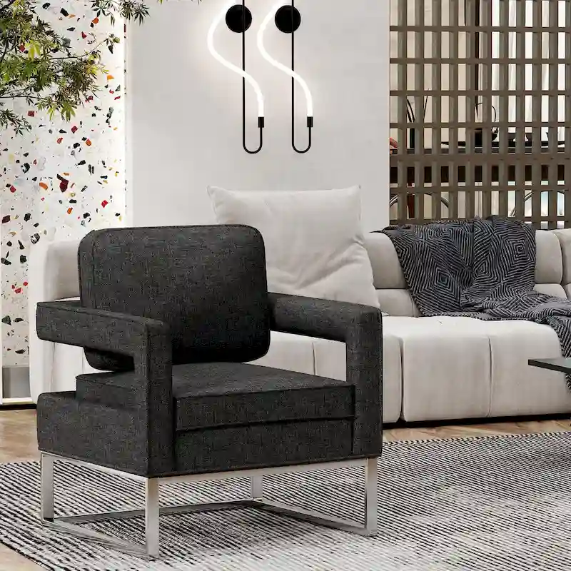 Modern Arm Accent Chair, Mid Century Living Room Chair Upholstered Lounge Chair