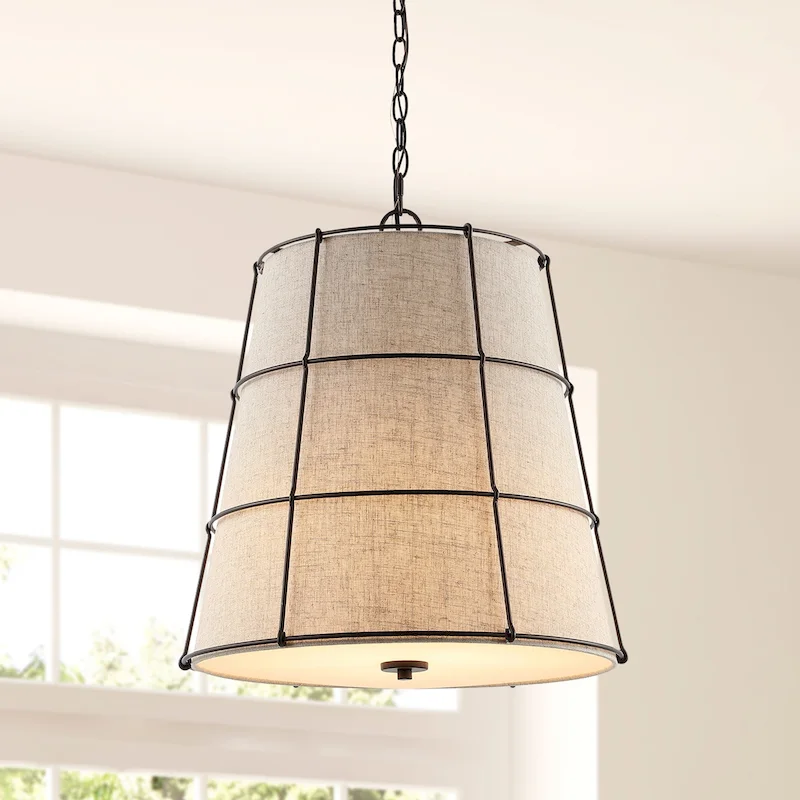 Chadwick 19  3-Light Rustic Farmhouse Iron LED Pendant, Oil Rubbed Bronze by JONATHAN Y - 3 Light