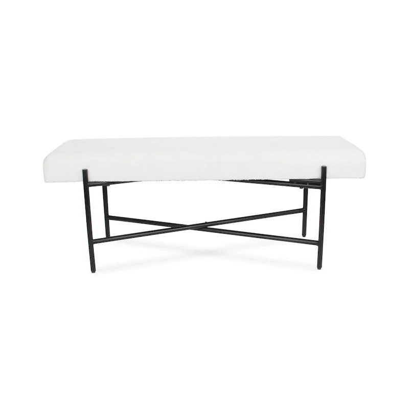 Tingri Modern White Cushion Top Entryway Bench