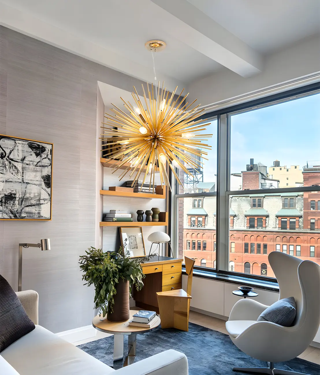 Unique Gold Sputnik Starburst Chandelier Height Adjustable