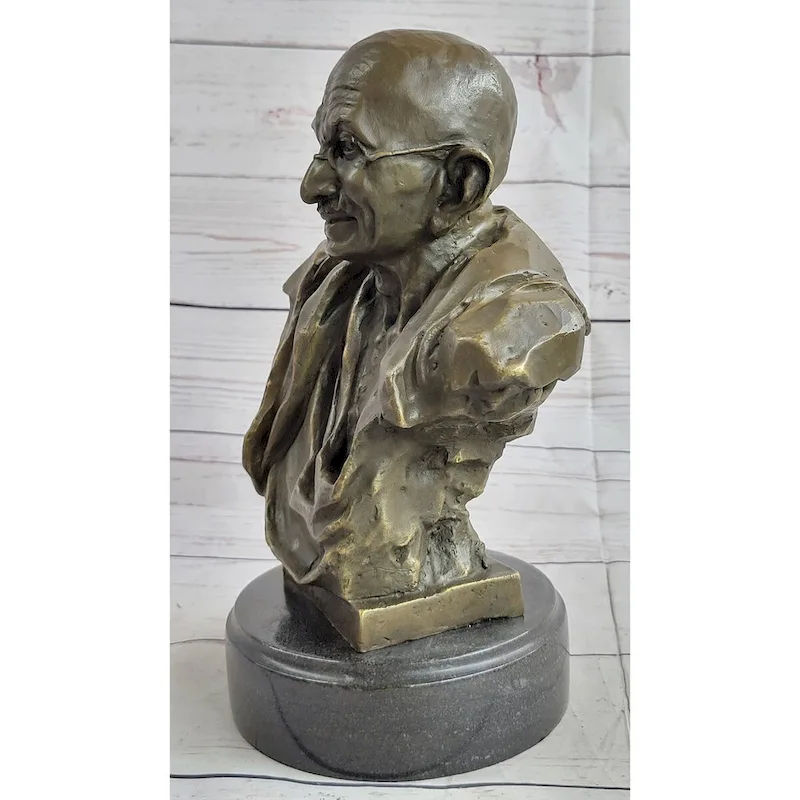 Mahatma Gandhi Indian India Bronze Bust Statue Sculpture Art 10 Inches X 7 Inches