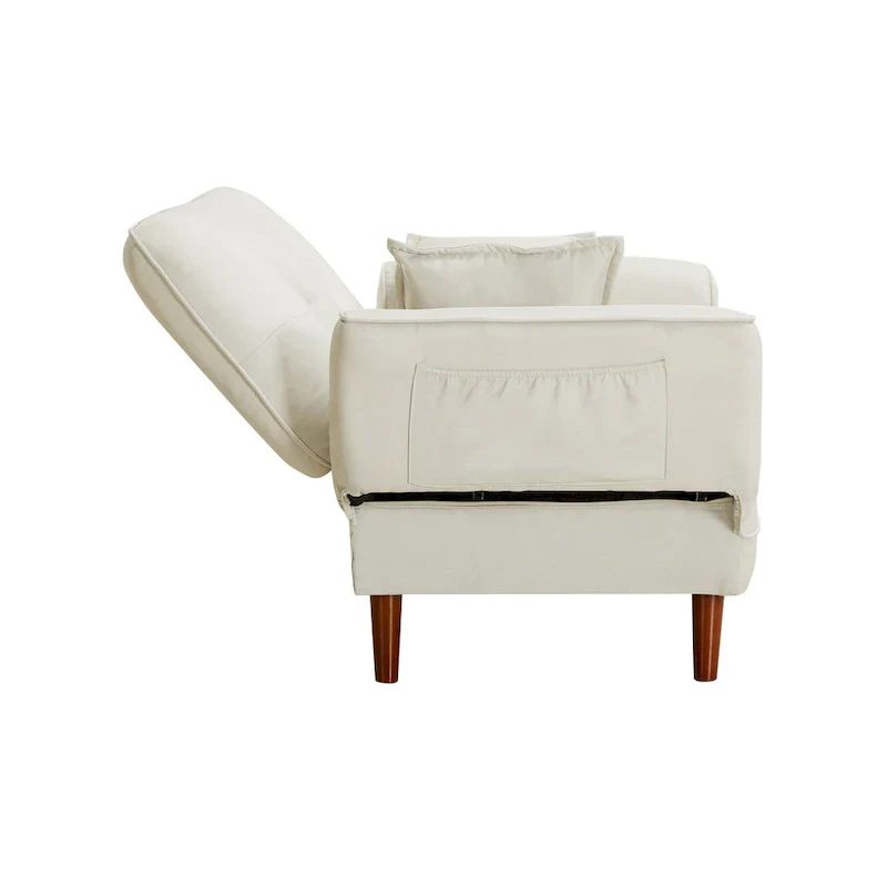 Multifunctional Sofa Bed Sleeper with 2 Pillows Beige Fabric