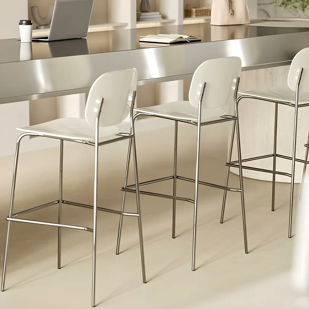 Modern Metal Counter Height Acrylic Bar Stools