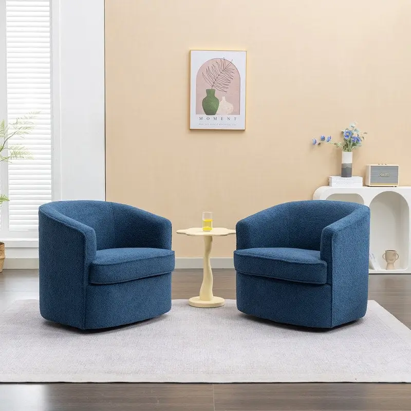 SEYNAR Modern Boucle Upholstered 360 Degree Swivel Accent Club Chair Set of 2