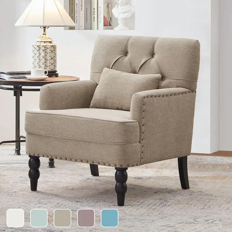 Upholstered Accent Chair with Lumbar Pillow - Single Seat