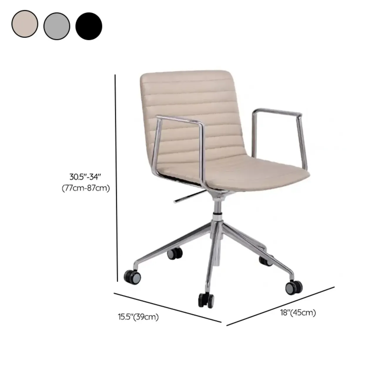 Modern Black Leather Metal Adjustable Swivel Office Chair