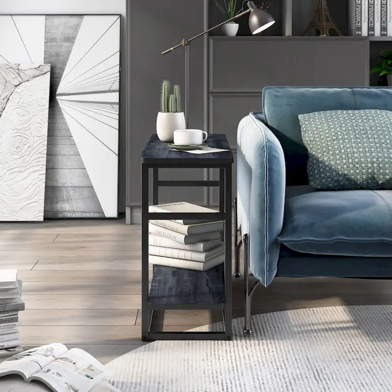 DH BASIC Urban Oak 32-inch Long Side Table with Lower Shelf by Denhour