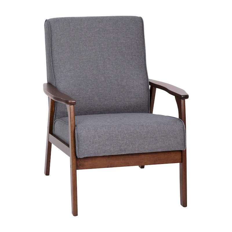 Mid-Century Modern Arm Chair with Wooden Frame and Arms