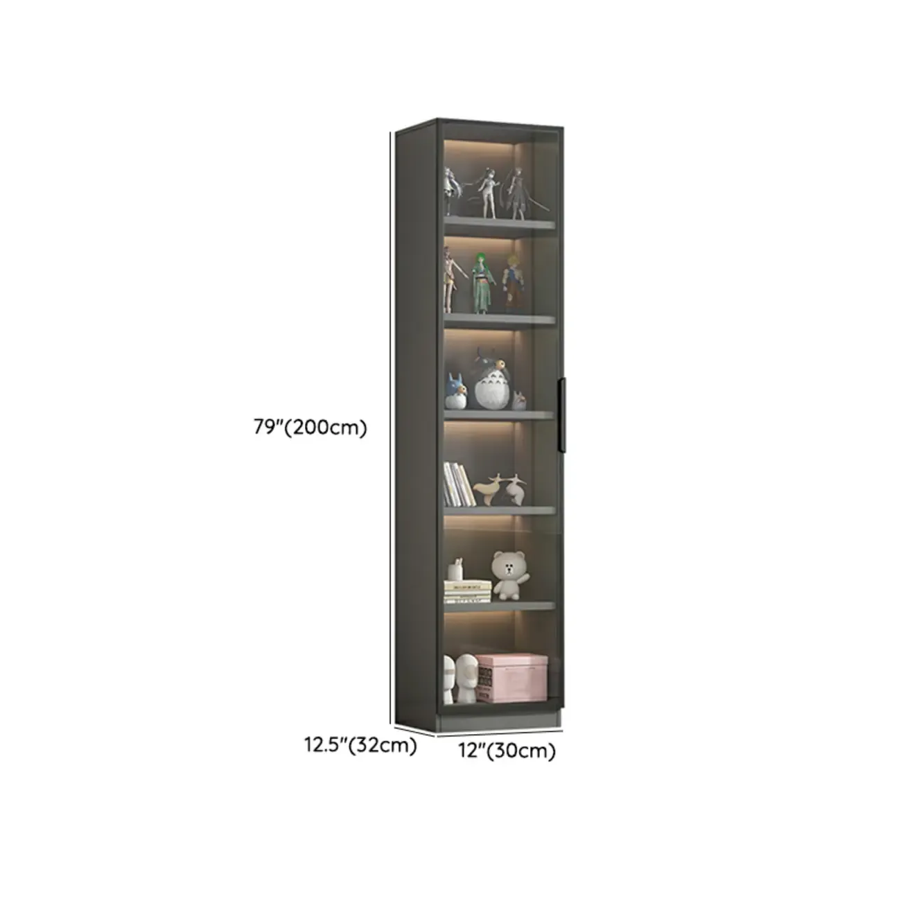 Simple Modern Gray Clear Cover Wooden Display Cabinet