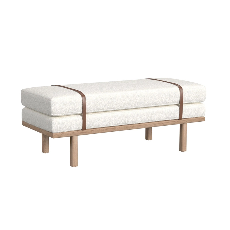 HomePop upholstered Bench with Wood Base