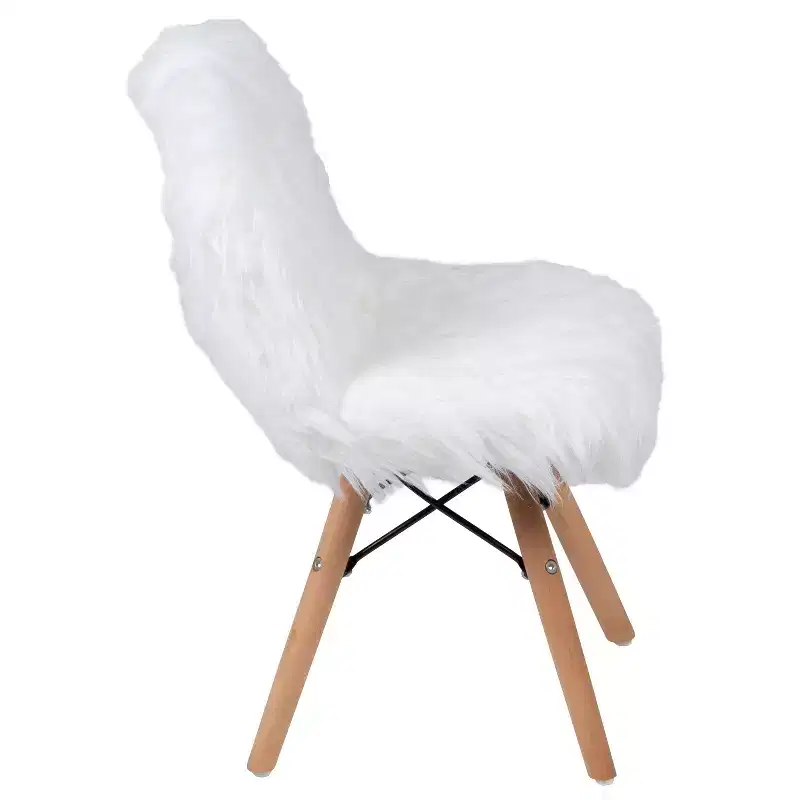 Emma and Oliver 4 Pack Kids Shaggy Dog Accent Chair - Desk Chair - Playroom Chair