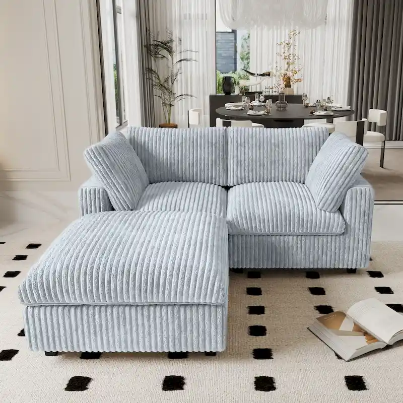 78.74 Modular Sectional Couches, Plush Deep Seat Sleeper Sofa with Removable Covers