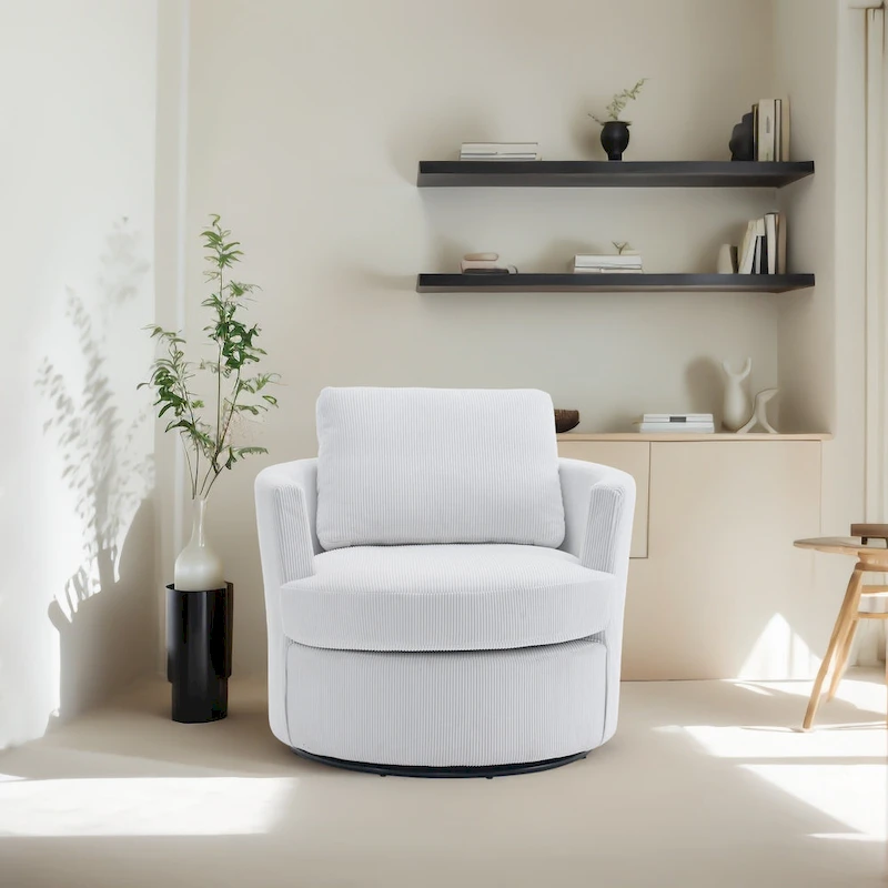 360 swivel barrel chair, comfortable round sofa chair for living room, suitable for nursery, hotel, bedroom, office