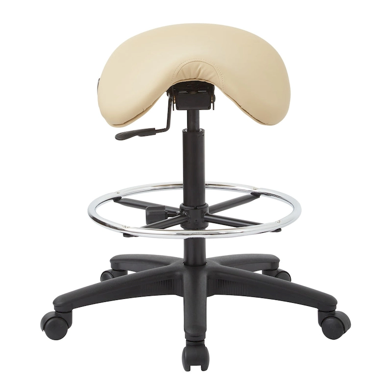 Backless Stool with Height-adjustable Saddle Seat