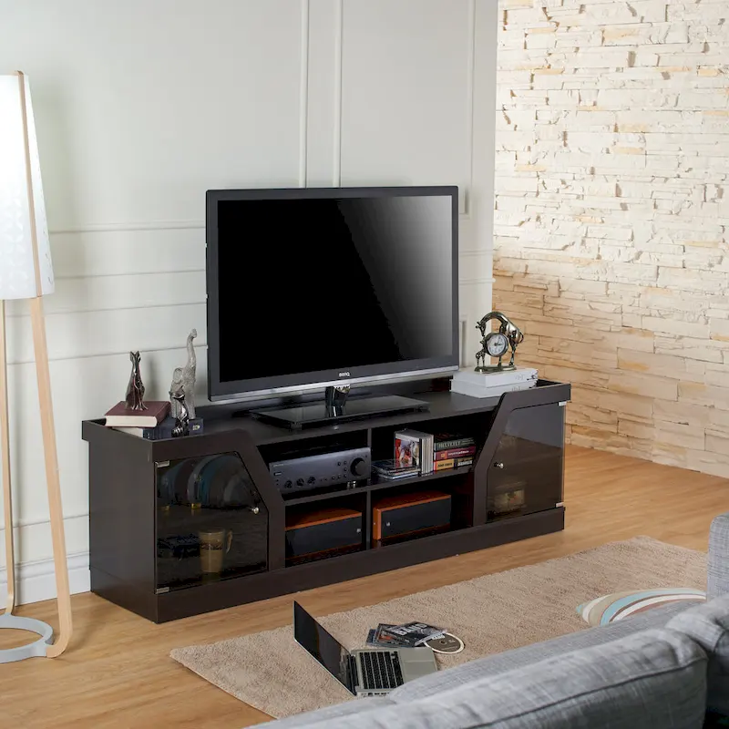 DH BASIC Modern Espresso 71   Wide Entertainment Center by Denhour
