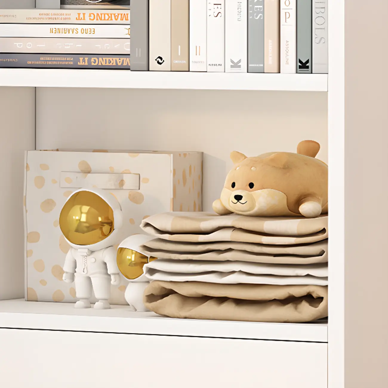 Simple Wooden White 3-Tier Bookcase with Drawers