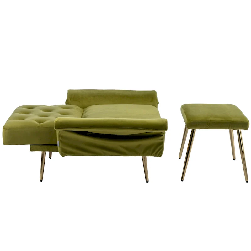 Olive Green 32.28 Tufted Accent Chair with Ottoman