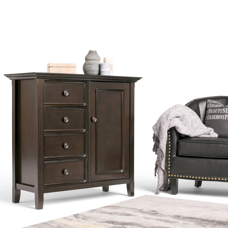 WYNDENHALL Halifax SOLID WOOD 37 inch Wide Transitional Medium Storage Cabinet - 37w x 17d x 36 h