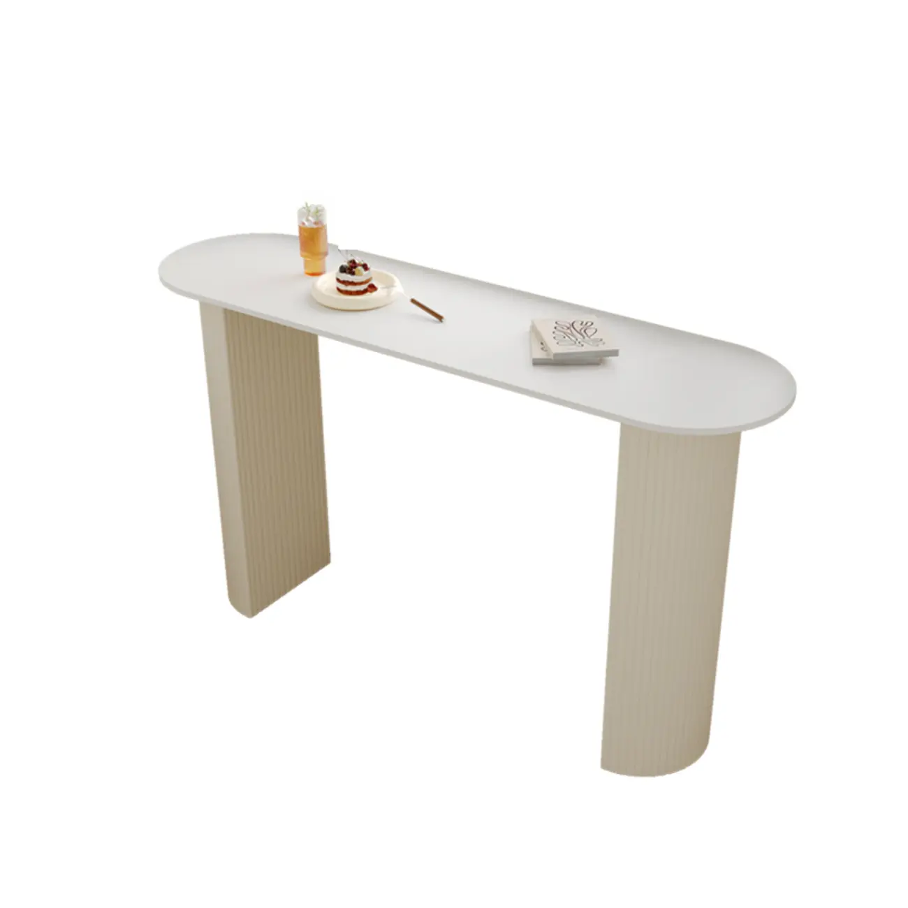 Modern White Stone Top Bar Table Double Pedestal Base
