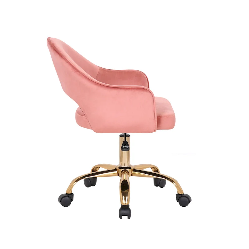 Velvet Swivel Office Chair, Golden Chrome Legs