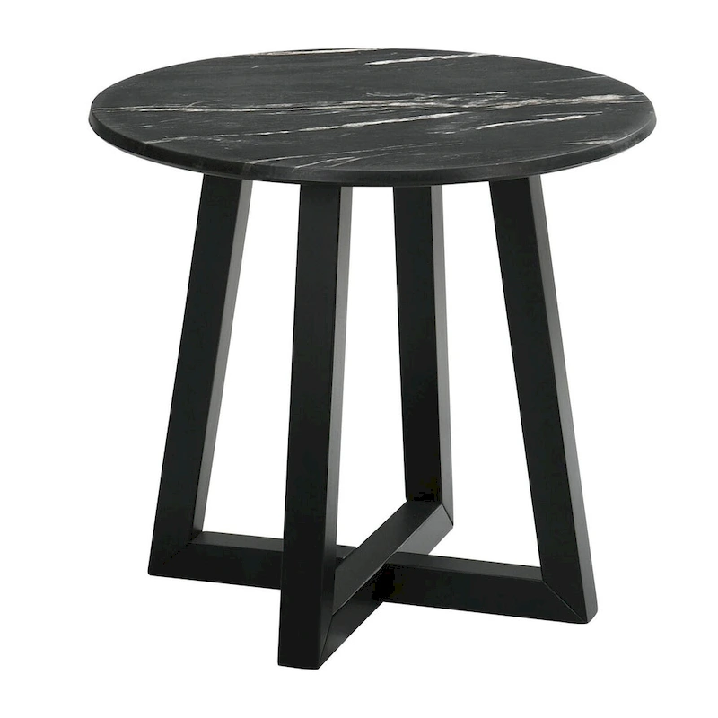 Enlow Black End Table with Marble-like Top