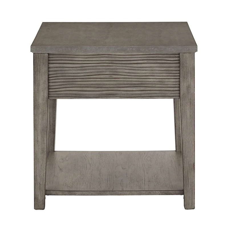 Coober Antique Grey Finish Grey Fiber Cement End Table with Shelf by iNSPIRE Q Modern
