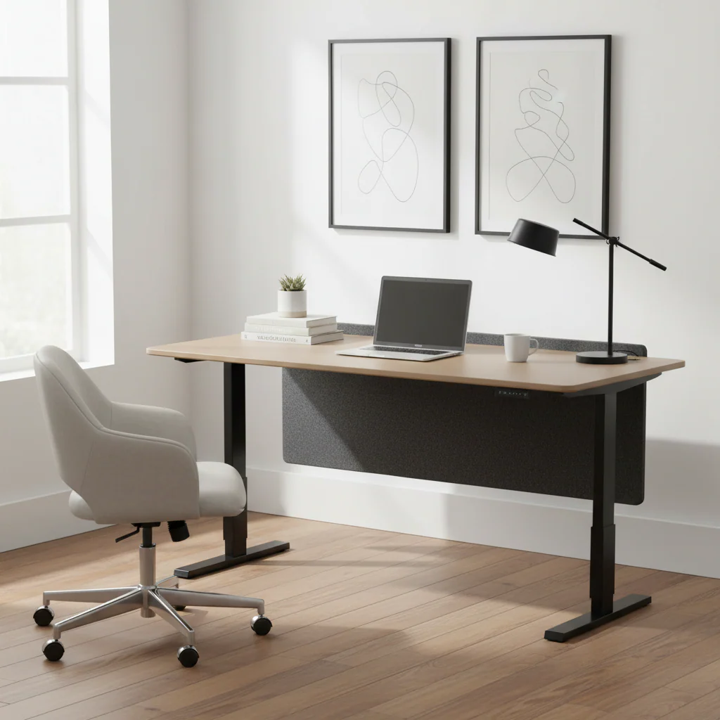 Beige / Black 54-Inch Dual-Use Desk Modesty Panel Divider with Clamps