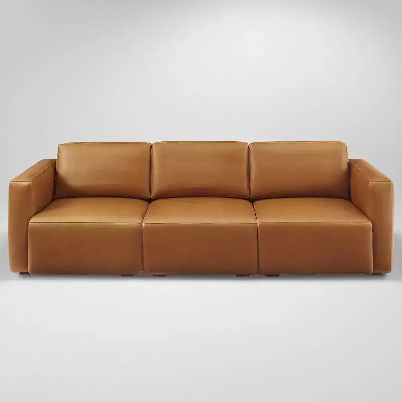 Brown / Chocolate Modular Sectional Sofa, 3-Seater, Leather Upholstered
