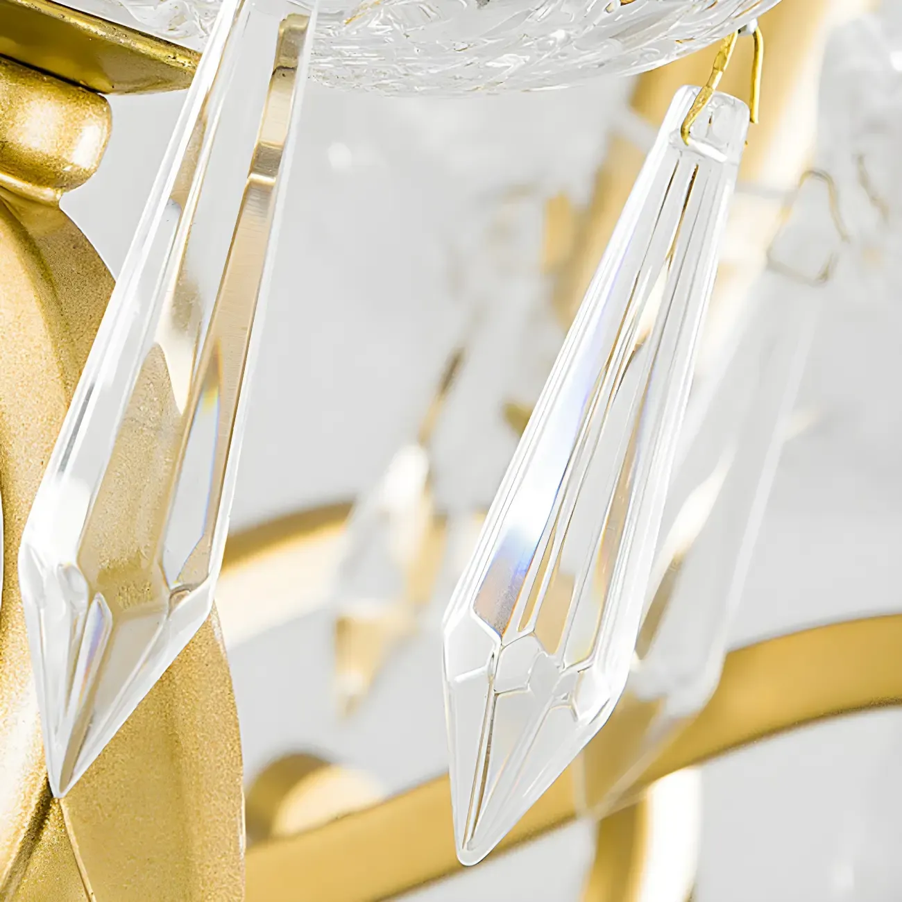 Luxurious Golden Leaf Curved Chandelier with Crystal