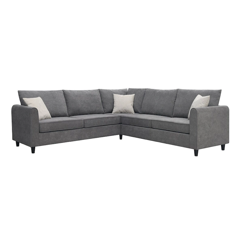 91-inch Modern L-shaped Upholstered Sectional Sofa with Three Pillows - 91W x 91D x 33.5H